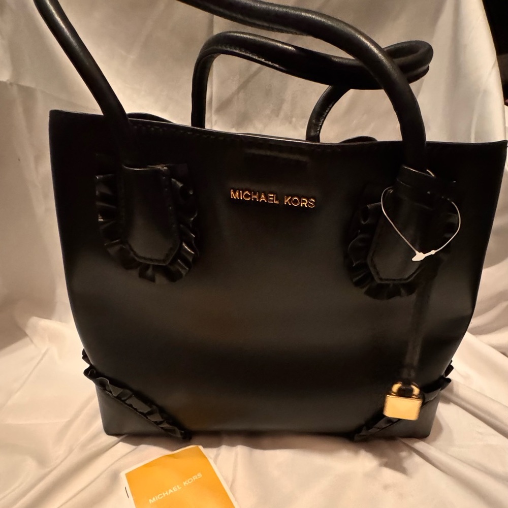 Michael Kors Black Tote Bag with Gold Accents